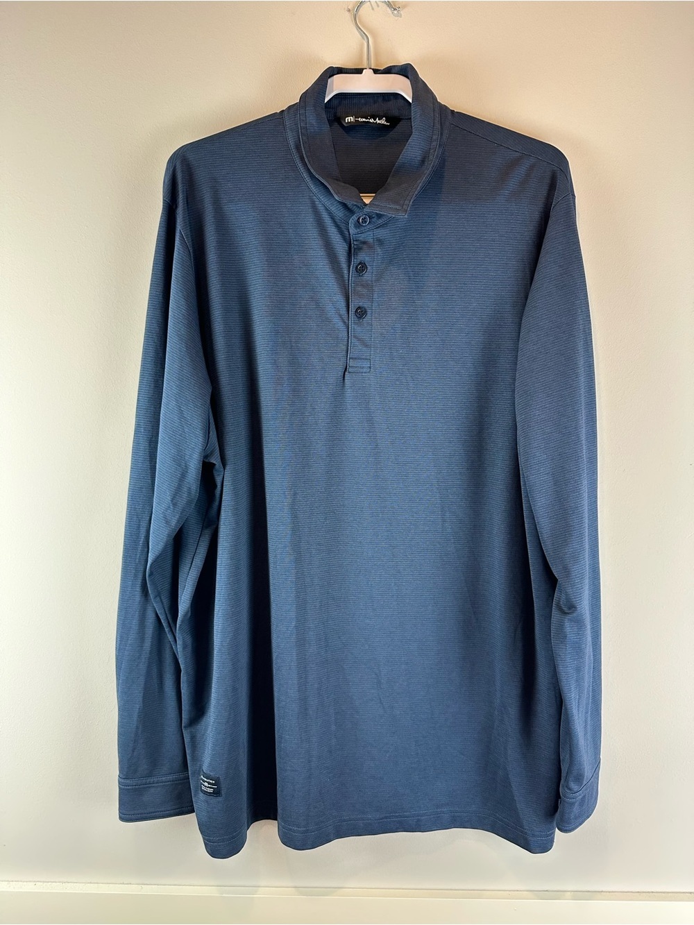 Travis Mathew Blue State Room Long Sleeve Golf Golfing Casual Polo Shirt XXL